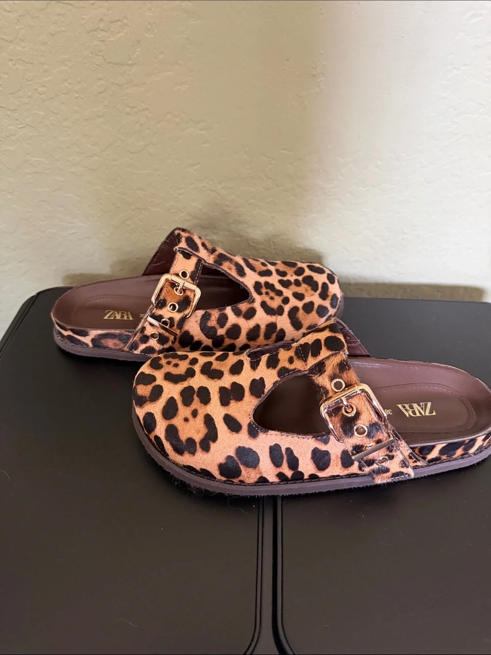 Zara leopard print Mary Jane clogs Size 38 - Picture 3 of 6